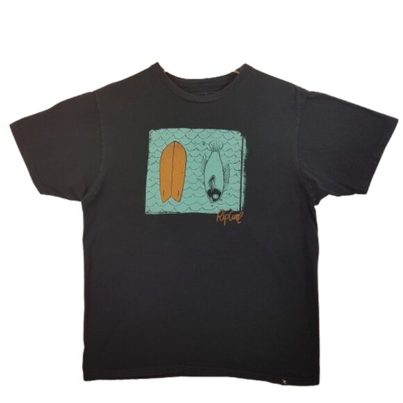 Vintage RIP CURL Tee Shirt Medium US M Sports Surfing Surfboard Fish Graphic Tee - Picture 1 of 13